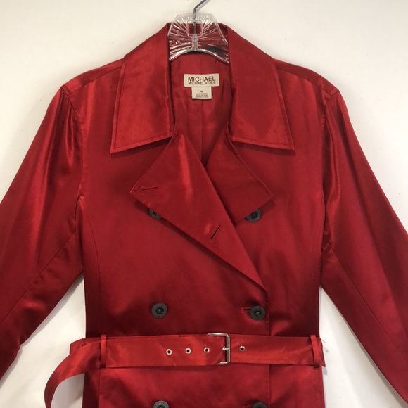 Michael Kors red double breasted trench coat M ❤️ - Picture 5 of 8